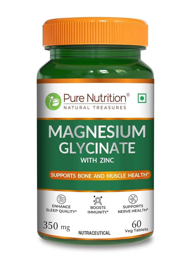 بيور نيوتريشن جليسينات المغنيسيوم مع الزنك من بيور نيوتريشن - 60 ملغ نباتي - Image 1